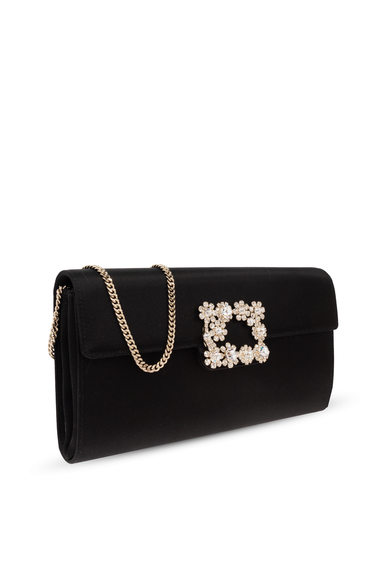 クラッチバッグ ROGER VIVIER BLACK SATIN EFFLORESCENCE CLUTCH BAG Black Satin clutch 'Efflorescence' Roger Vivier - Vitkac Italy